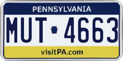 PA license plate MUT4663