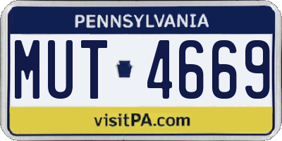 PA license plate MUT4669