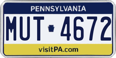 PA license plate MUT4672