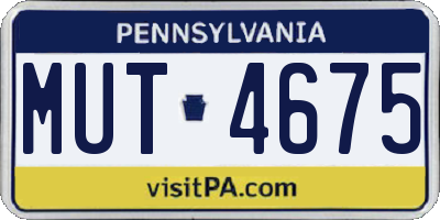 PA license plate MUT4675