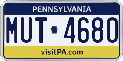 PA license plate MUT4680