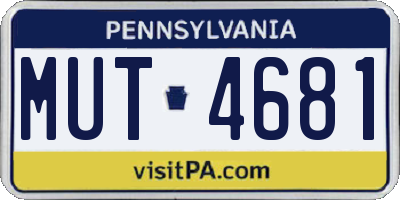 PA license plate MUT4681