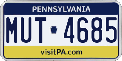 PA license plate MUT4685