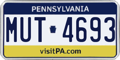 PA license plate MUT4693