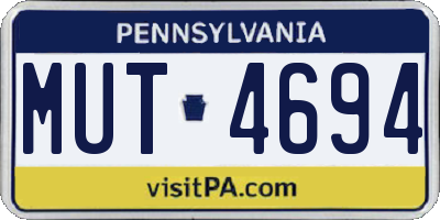 PA license plate MUT4694