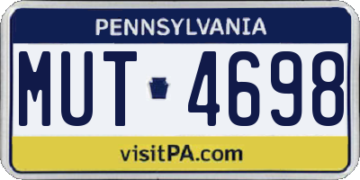 PA license plate MUT4698