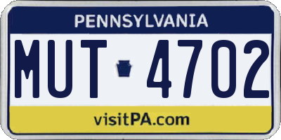 PA license plate MUT4702