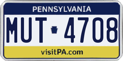 PA license plate MUT4708