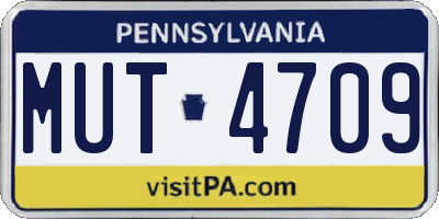 PA license plate MUT4709