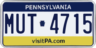 PA license plate MUT4715