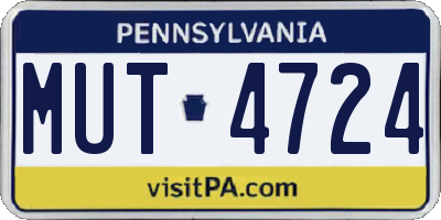 PA license plate MUT4724