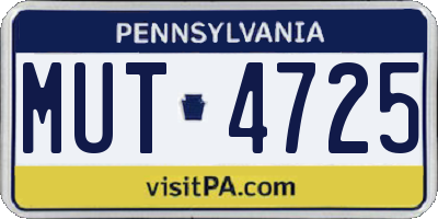 PA license plate MUT4725