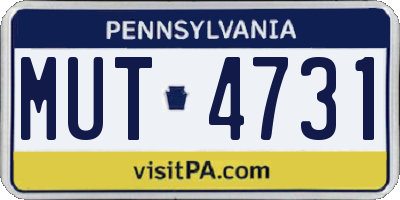 PA license plate MUT4731