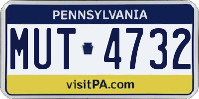 PA license plate MUT4732