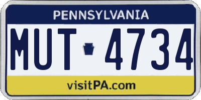 PA license plate MUT4734