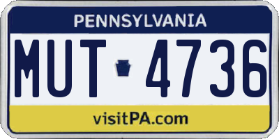 PA license plate MUT4736