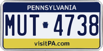 PA license plate MUT4738