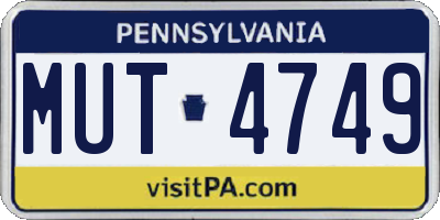 PA license plate MUT4749