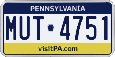 PA license plate MUT4751