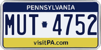 PA license plate MUT4752