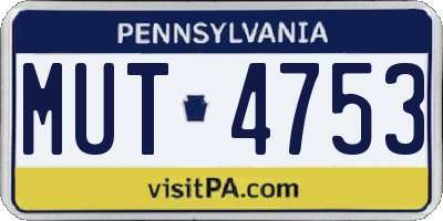 PA license plate MUT4753