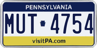 PA license plate MUT4754
