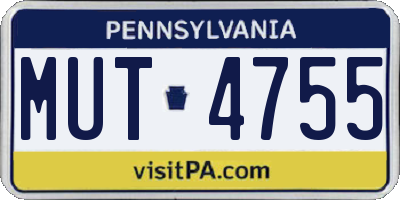 PA license plate MUT4755