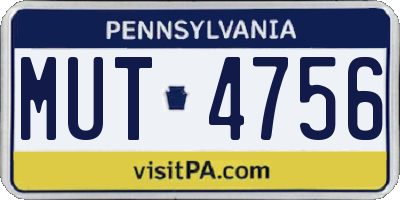 PA license plate MUT4756