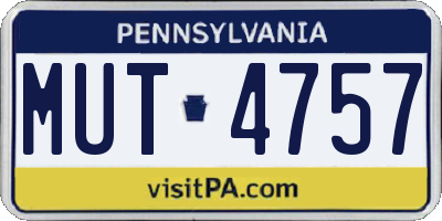 PA license plate MUT4757