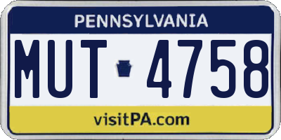 PA license plate MUT4758