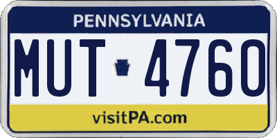 PA license plate MUT4760