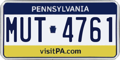 PA license plate MUT4761