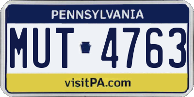 PA license plate MUT4763