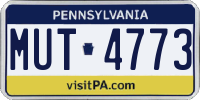 PA license plate MUT4773