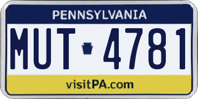 PA license plate MUT4781