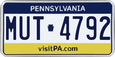 PA license plate MUT4792