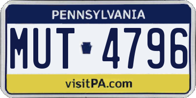 PA license plate MUT4796