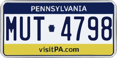 PA license plate MUT4798
