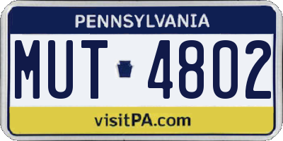 PA license plate MUT4802