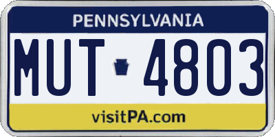 PA license plate MUT4803
