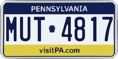 PA license plate MUT4817