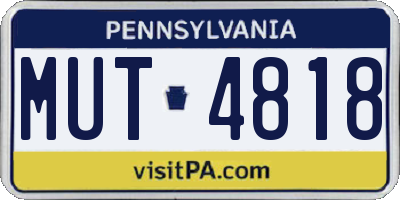 PA license plate MUT4818