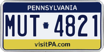 PA license plate MUT4821
