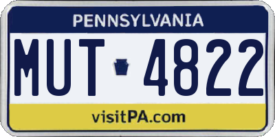 PA license plate MUT4822
