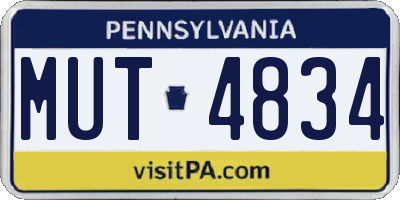 PA license plate MUT4834