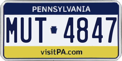 PA license plate MUT4847
