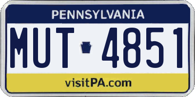 PA license plate MUT4851
