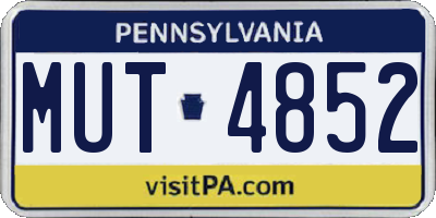 PA license plate MUT4852