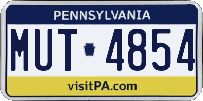 PA license plate MUT4854