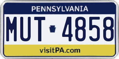 PA license plate MUT4858